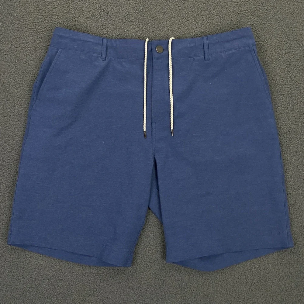 Faherty All Day Shorts Mens 36 Blue Chino Performance Hybrid Drawstrings